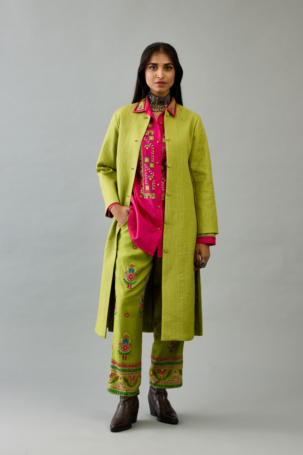 Buy online Front Open Jacket Style Kurti Palazzo With Dupatta from ethnic  wear for Women by Scakhi for ₹8709 at 35% off | 2024 Limeroad.com